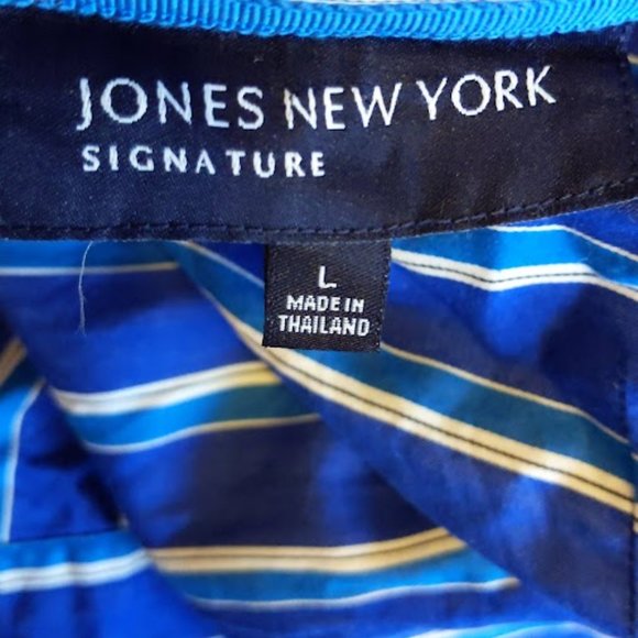 Jones New York Signature Blue Striped Button Down blouse - Picture 3 of 3